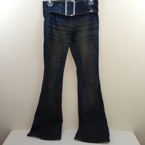Women's 27x33 Miss Sixty belted dark denim flare